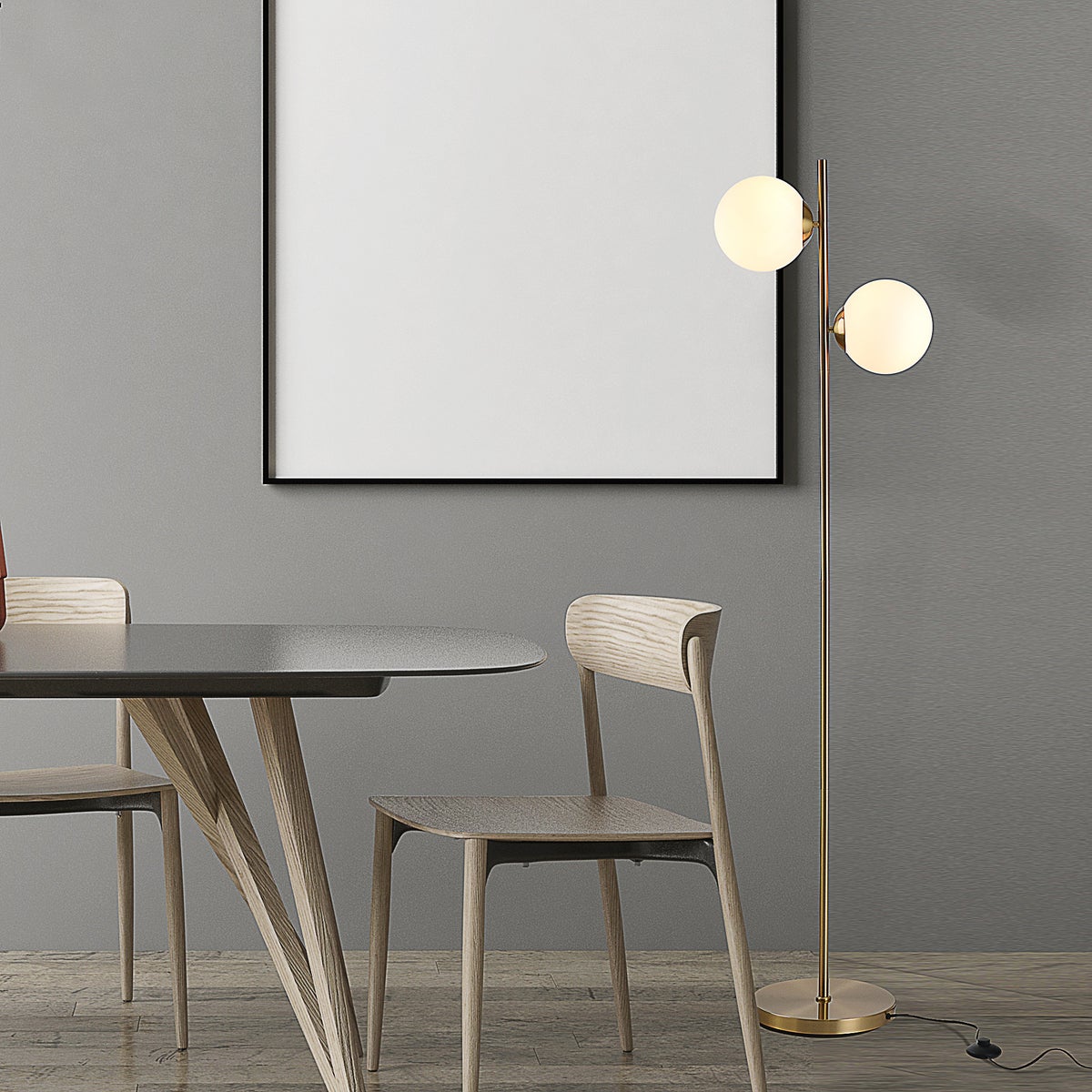 HOMCOM staande lamp, 39 x 28 x 165 cm, staal, goud