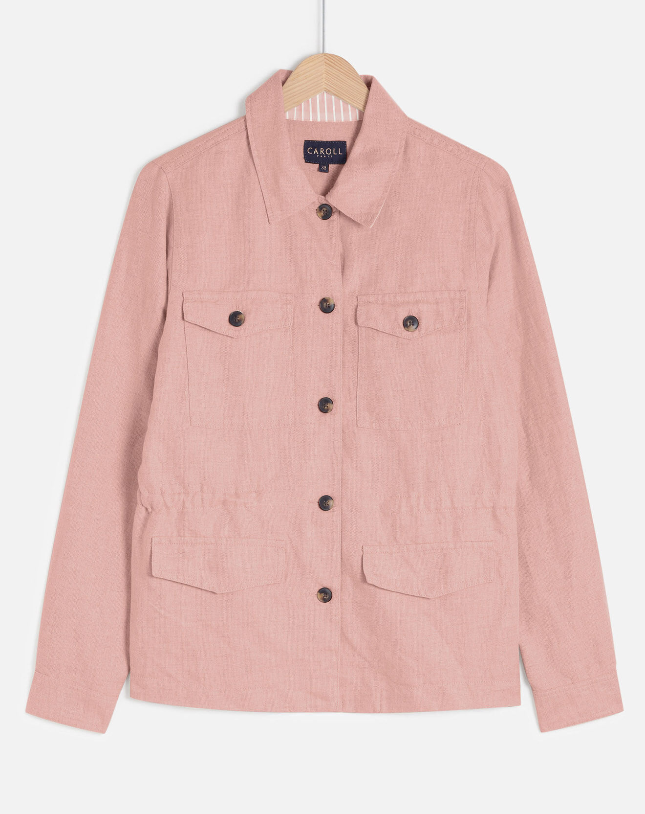 Caroll Veste saharienne en Lin & Coton Grace pêche