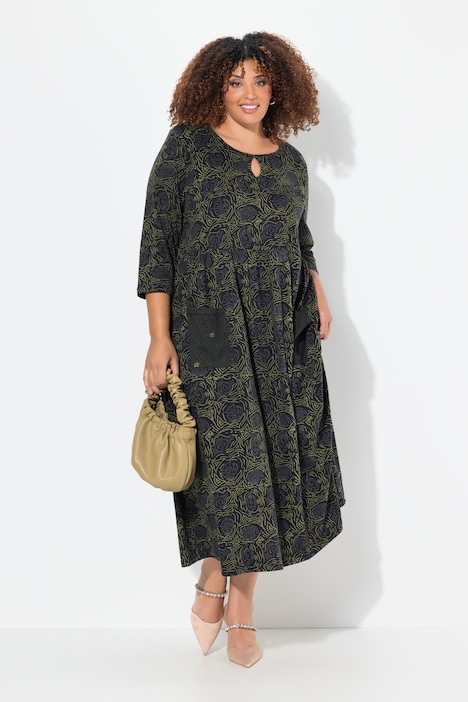 Jerseykleid, A-Linie, Blumendruck