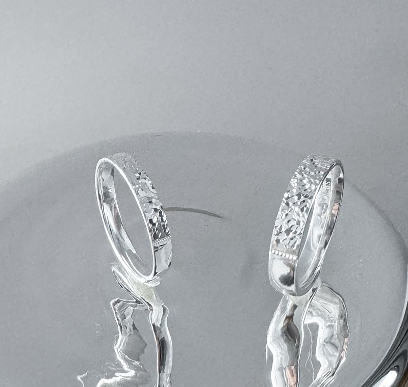 Kopesh - Bijpassende getextureerde sterling zilveren ring / set