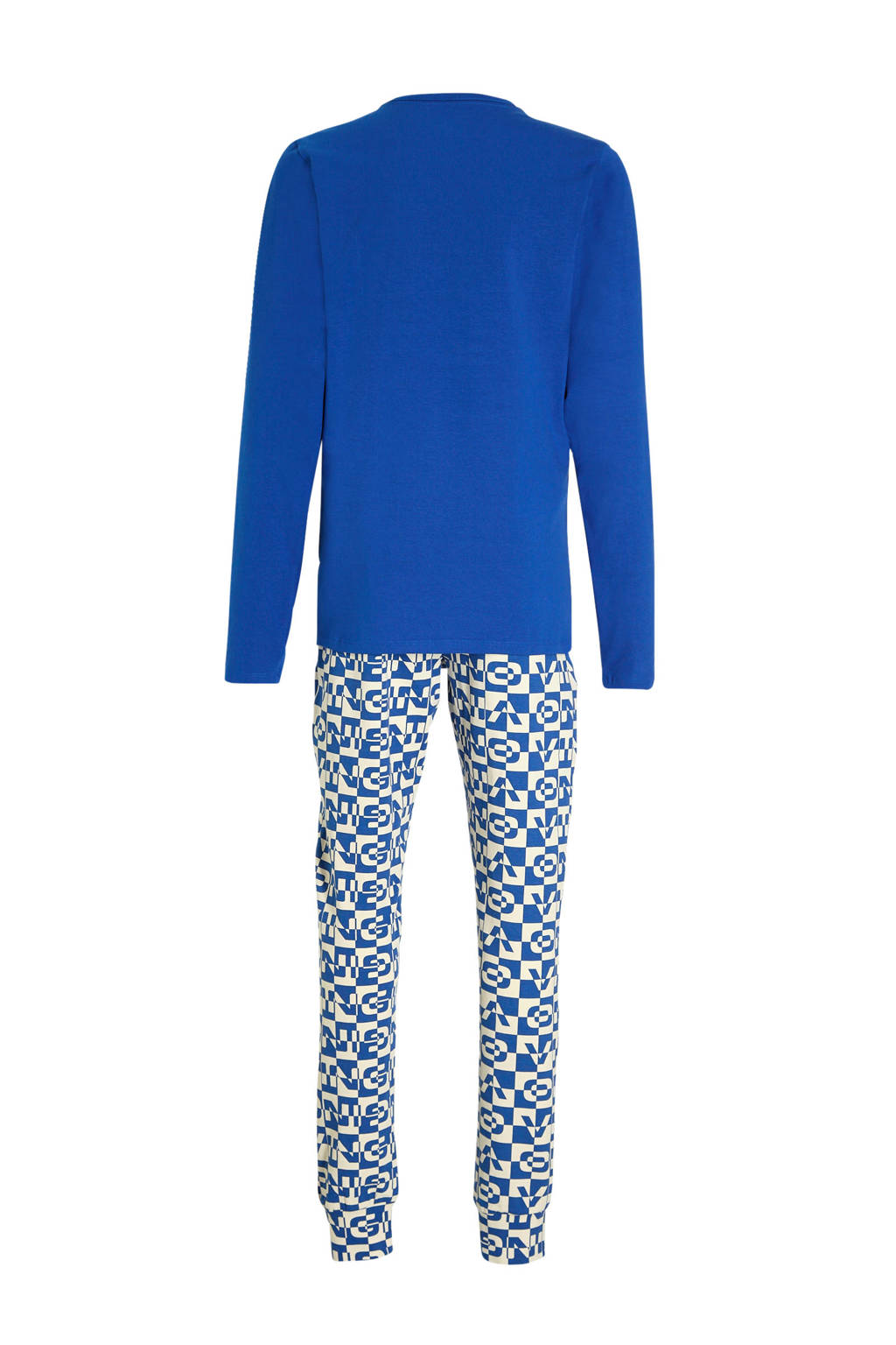 Vingino pyjama Wopi met all over print kobaltblauw/wit