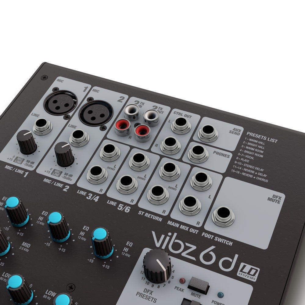 LD Systems VIBZ 6 D 6-kanaals mixer met digitale effecten