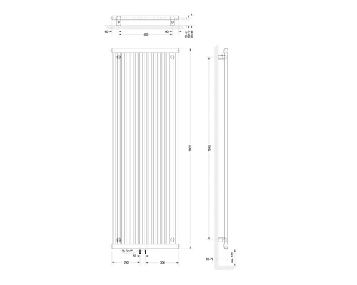 SCHULTE designradiator Kiel 1800x600 mm wit met middenaansluiting