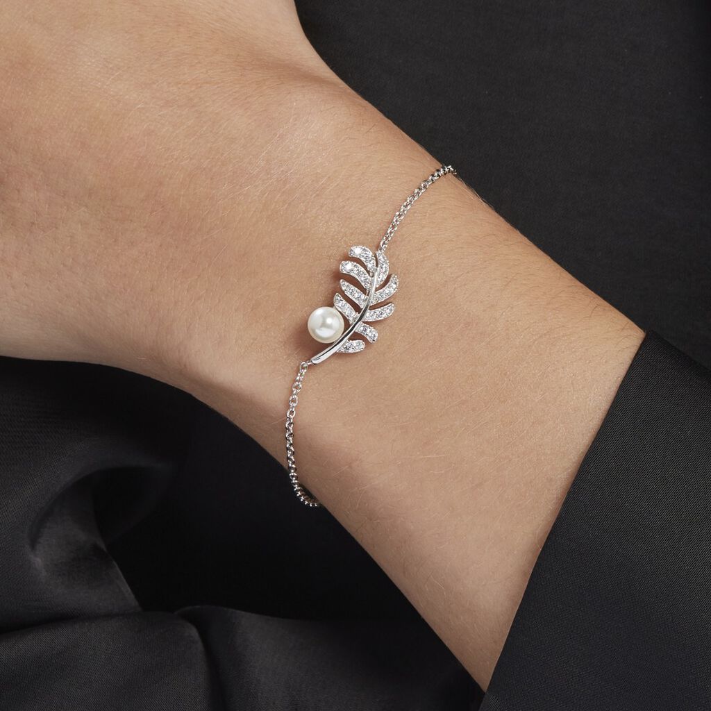 Bracelet Argent Blanc Edytha Perle De Culture Oxydes De Zirconium