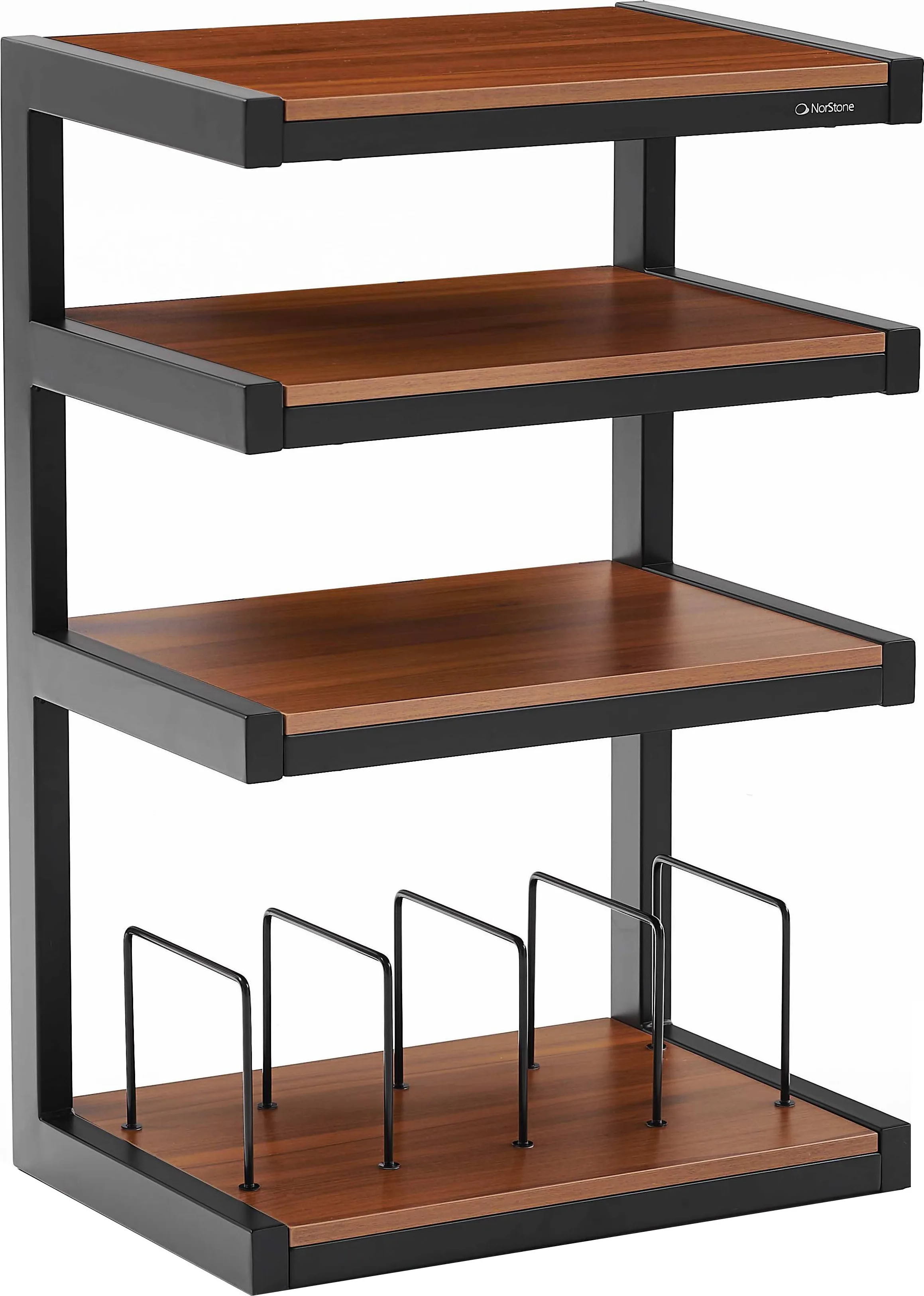 NorStone Esse hi-fi Vinyl noir satiné et noyer Meubles hi-fi