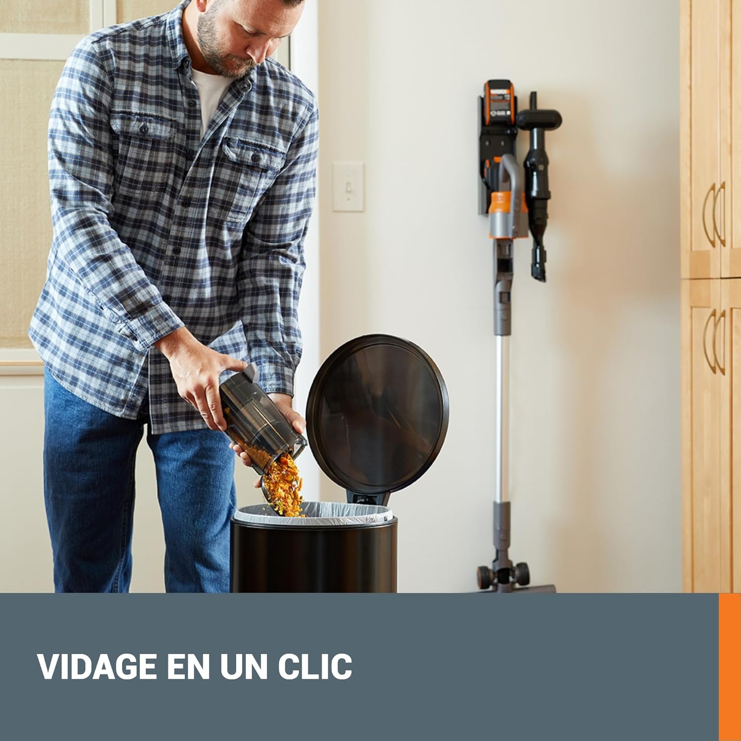 WORX 20V Akku Staubsauger WX038, 25Kpa Handstaubsauger kabellos, 45min Lange Laufzeit, leicht für Haustierhaare, Teppich, Auto - inkl. 2 PowerShare Akkus und Wandhalterung Doppelladegerät
