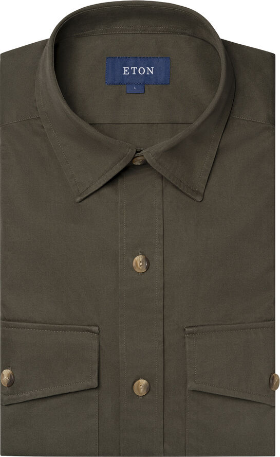ETON Dark Green Heavy Twill Overshirt Grøn