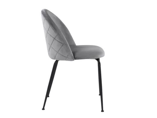Lot de 2 chaises en velours et acier inoxydable noir - Gris - MELBOURNE