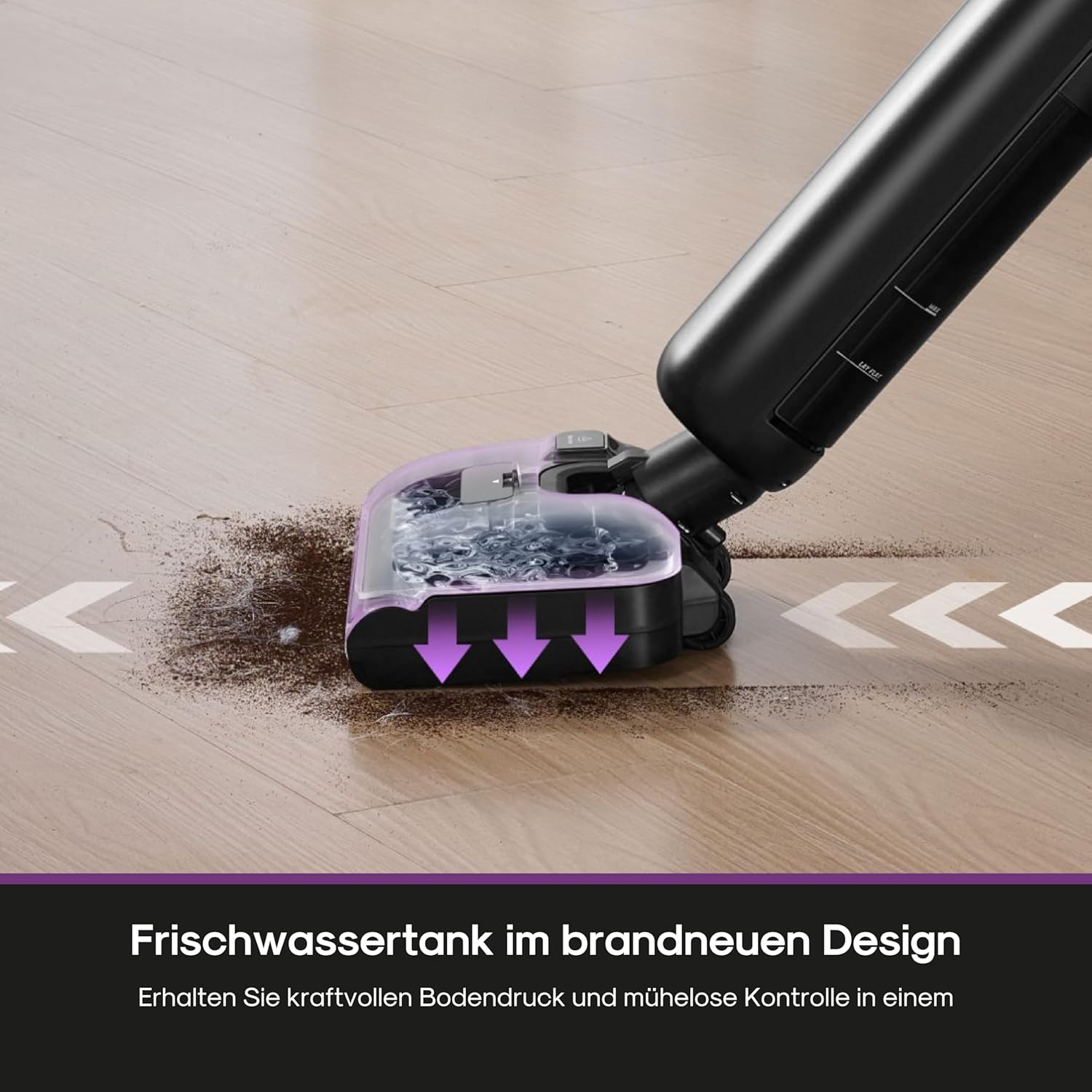 Eureka FloorShine 460 Nass Trockensauger Kabellos, 180° Flachdesign Wischsauger Saugwischer, 17000 Pa Akku Staubsauger mit Wischfunktion, 30min Laufzeit Reinigung unter tiefen Möbeln für HarteBoden