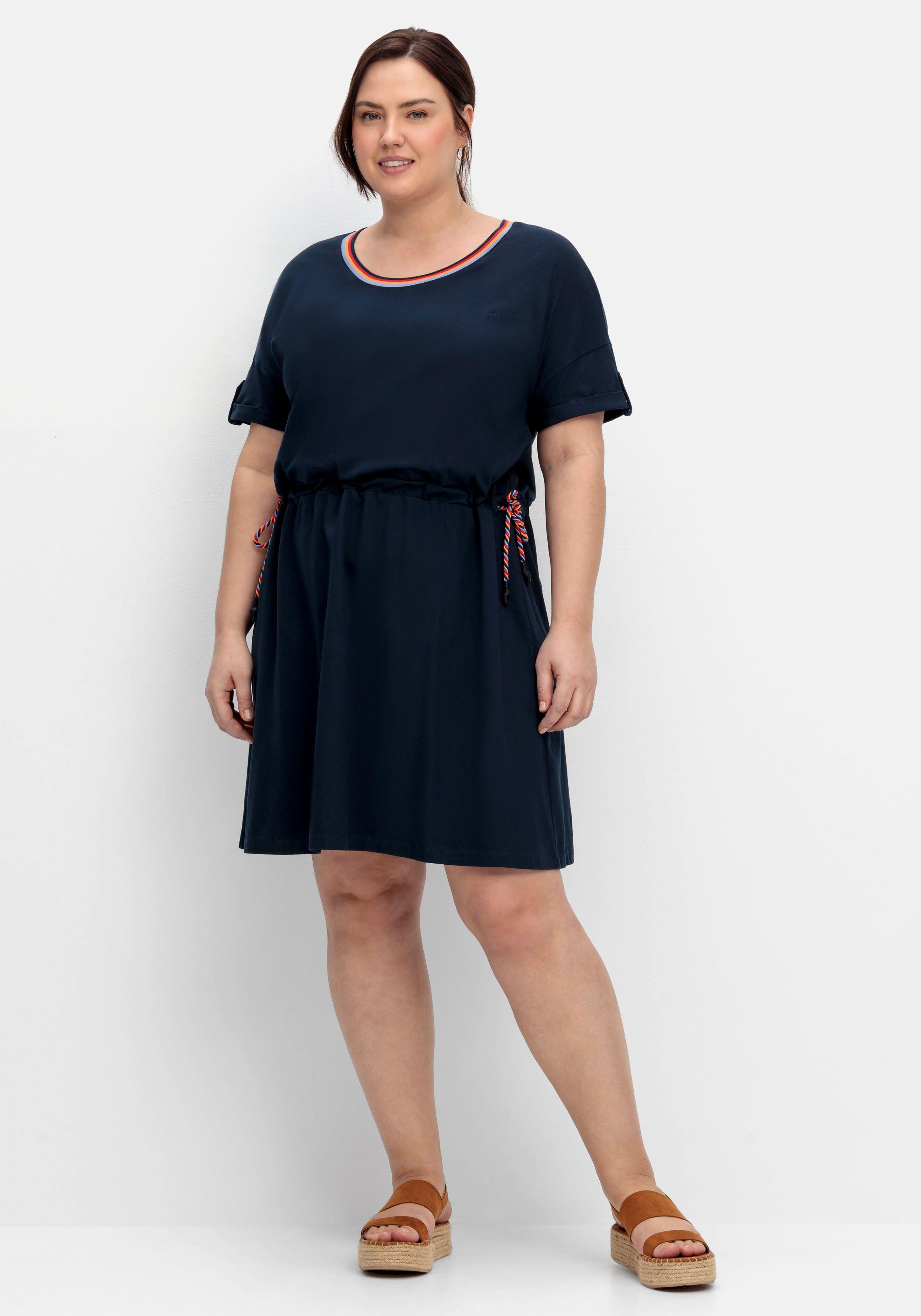 Jerseykleid mit Ringelbündchen und Tunnelzug