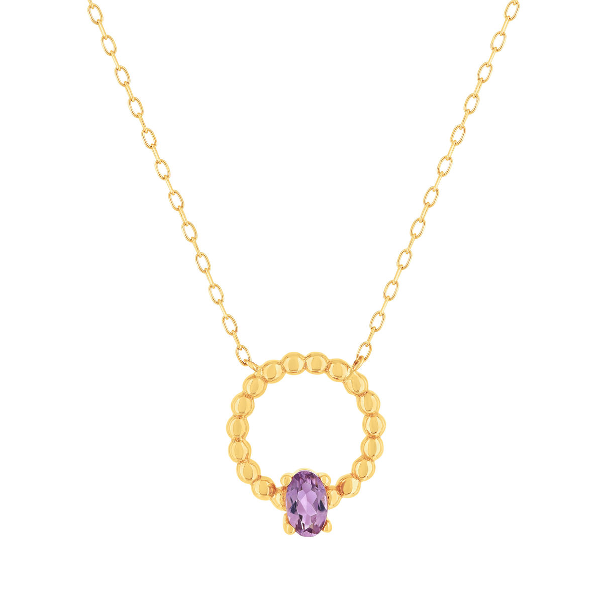 Collier or 375 jaune améthyste 43cm