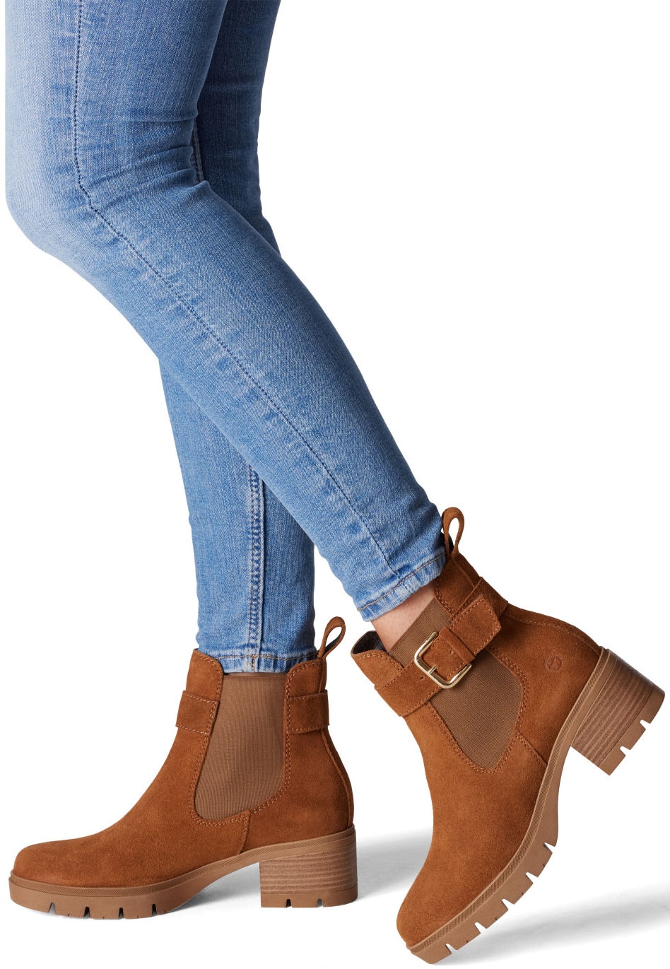 Tamaris Chelseaboots  , Blockabsatz, Businessmode, Stiefelette mit Zierschnalle