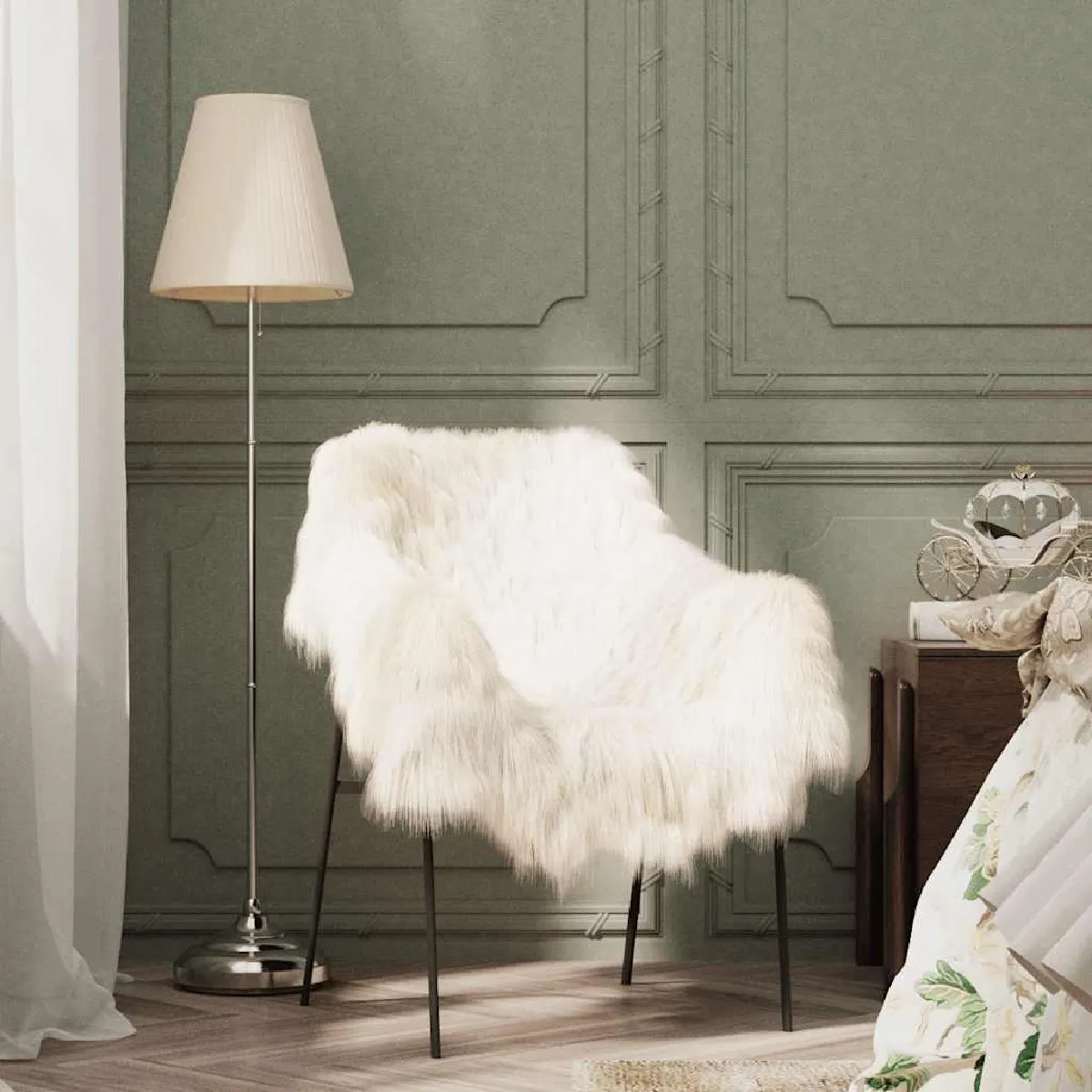 vidaXL Peau de mouton - Crème