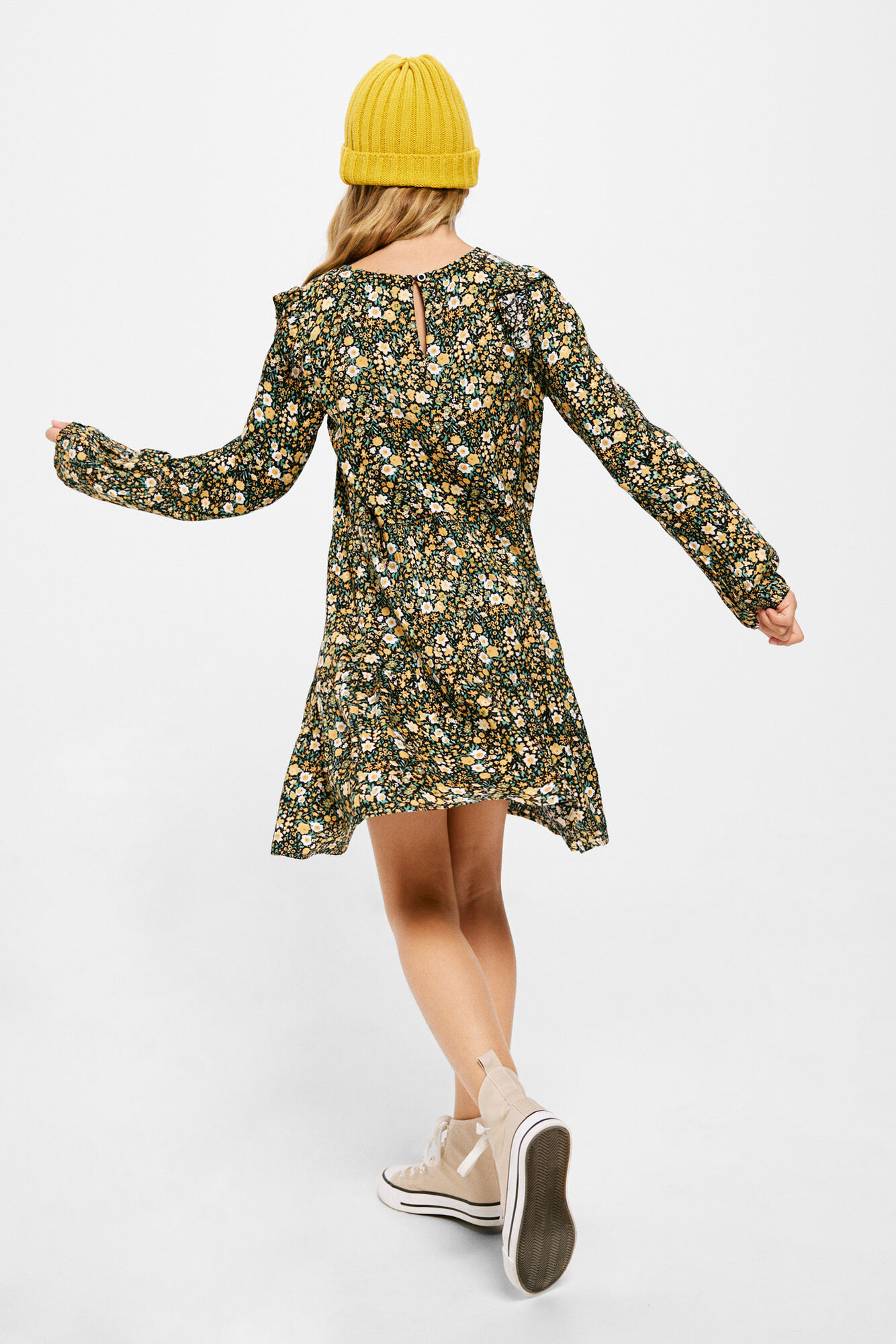 Vestido floral verde para meninas