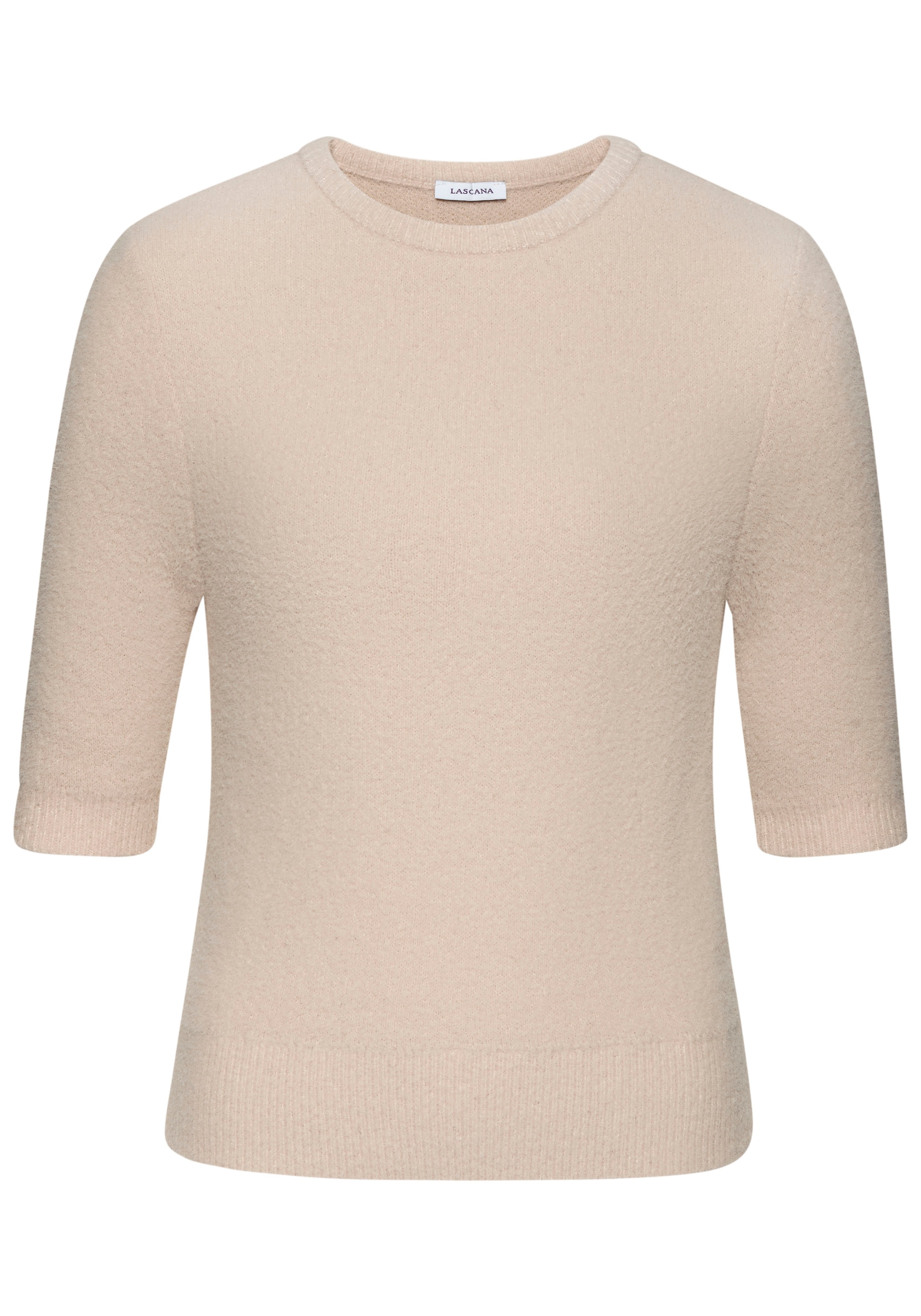 LASCANA Kurzarmpullover , , flauschiger Strickpullover, figurnaher Schnitt