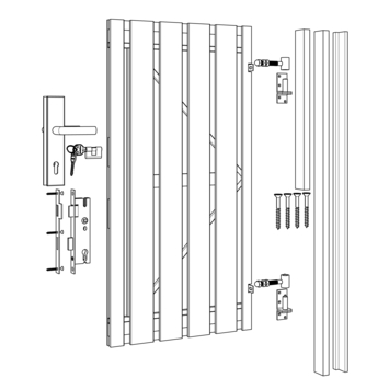 Tuinpoort pakket recht metalen frame grenen hout zwart 5,5 x 100 x 180 cm
