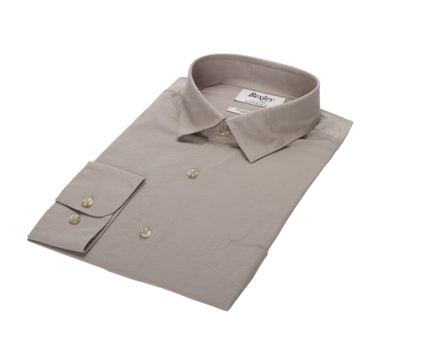 Chemise coton lin Taupe clair unie - SYLBERT