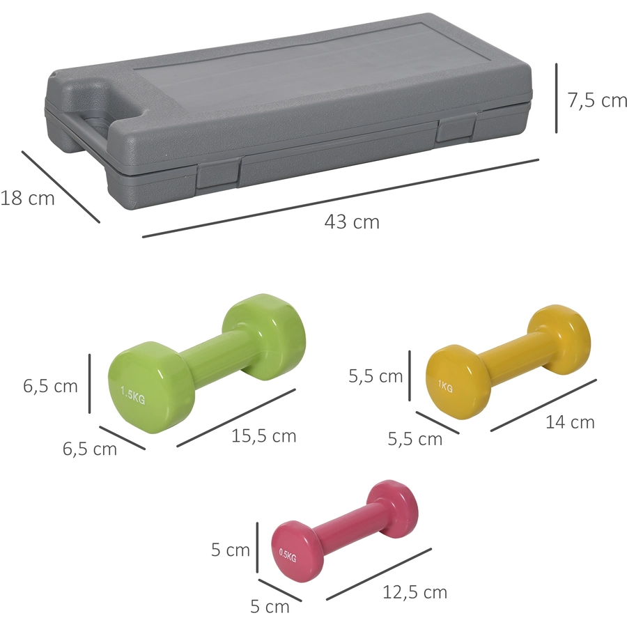 HOMCOM Hantel Set 6 kg bunt