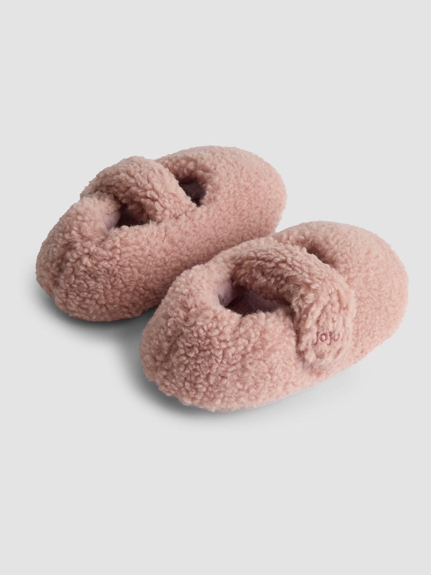 Roze - JoJo Maman Bébé Velvet Bow Ballet Pump Slippers
