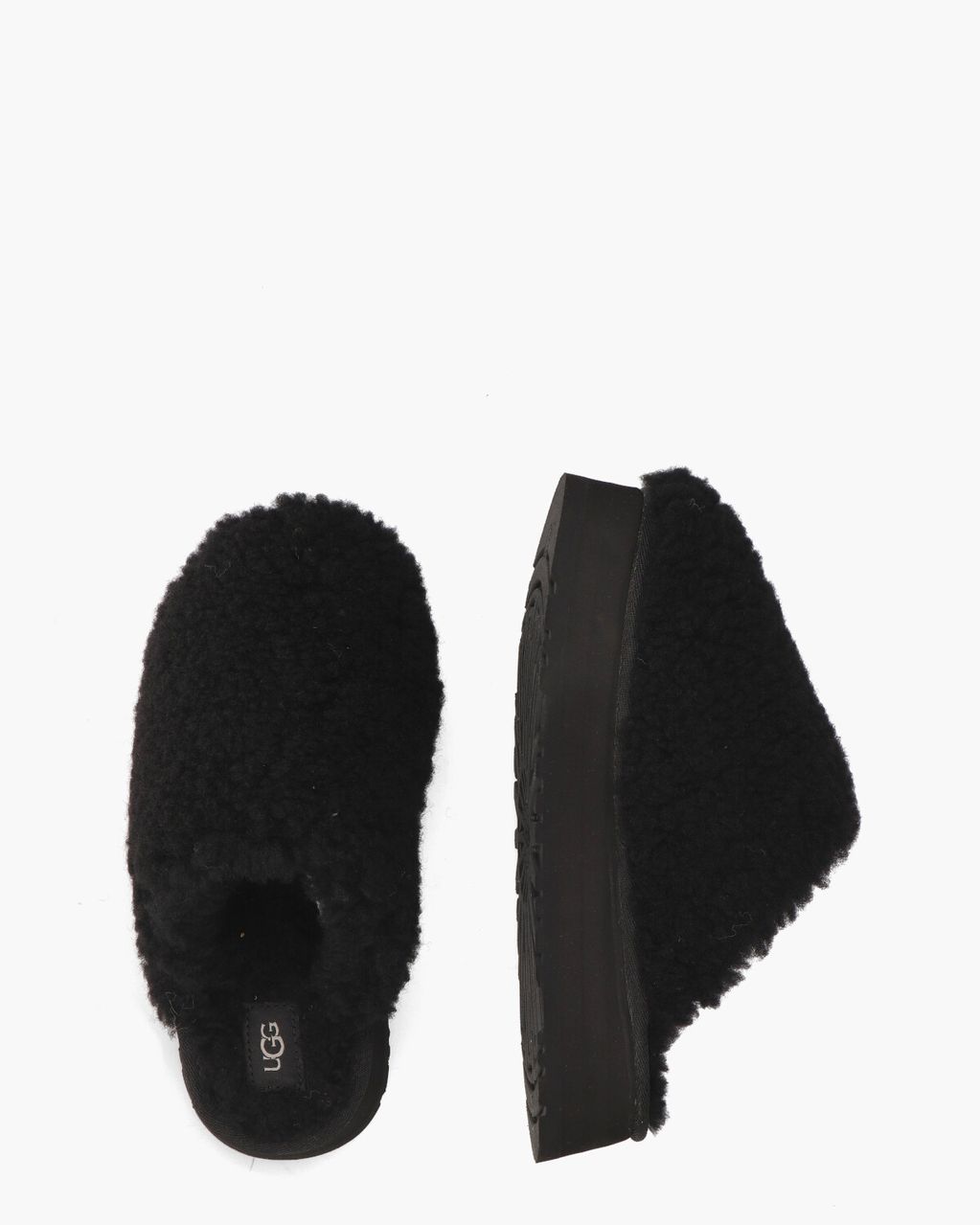 UGG Maxi Curly Platform Slipper Black Damespantoffels