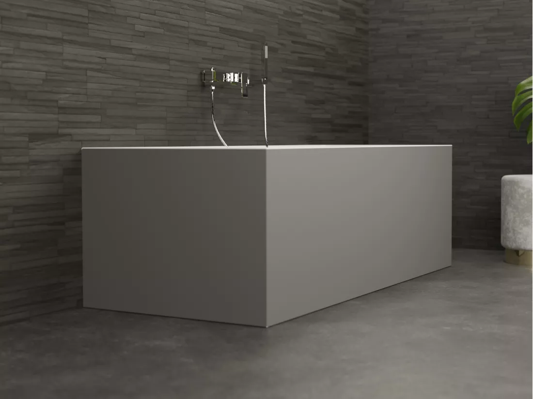 Baignoire semi-îlot Murale COBALT 170 Grise L. 170 x l. 75 cm, by SPALINA