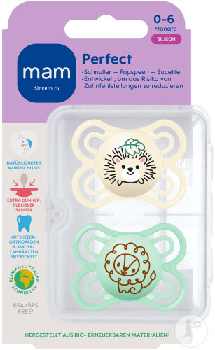 Mam Sucette Perfect Silicone Pure 0-6 Mois Unisex 2 Pièces