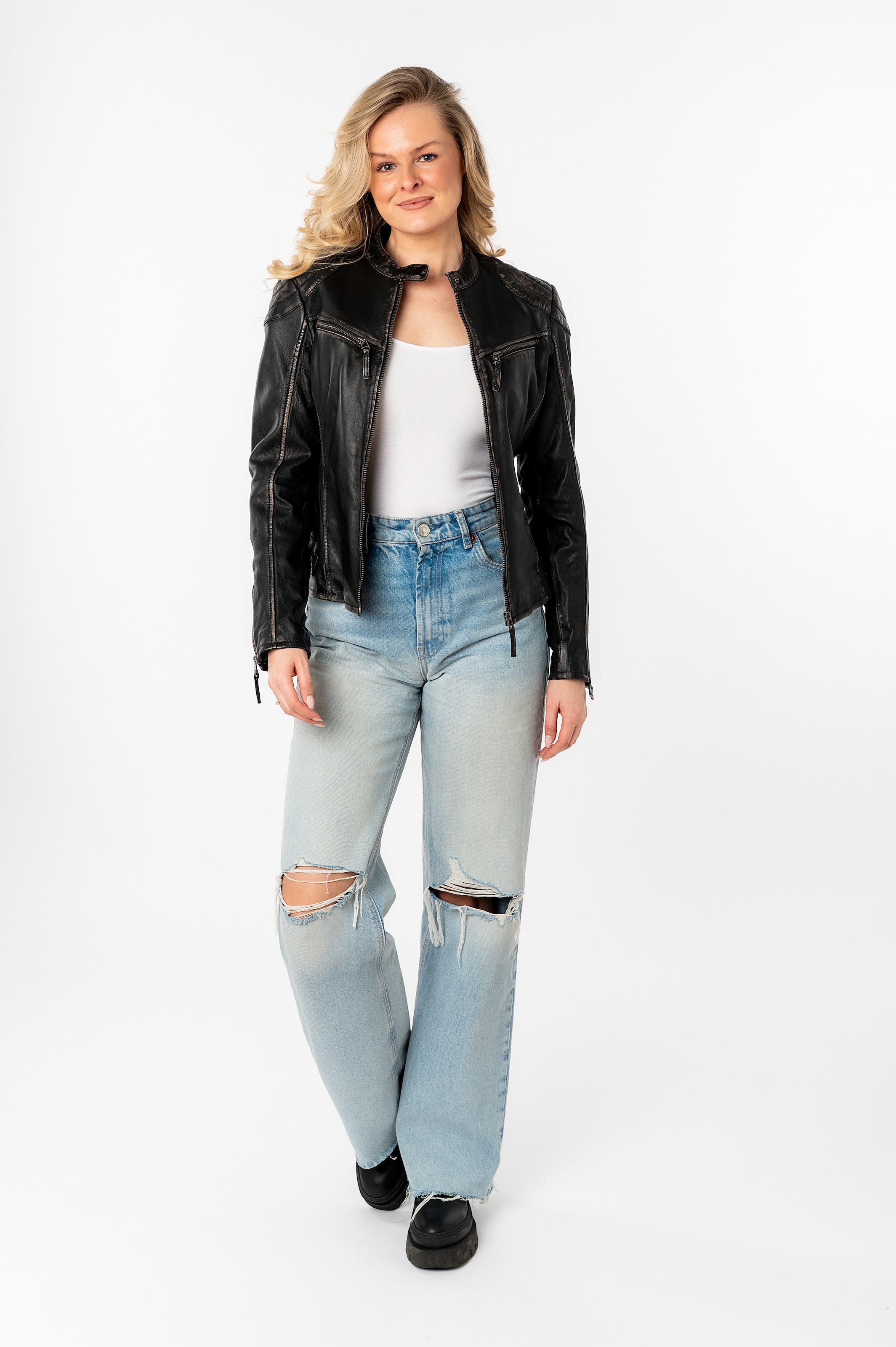 Mauritius Lederjacke »DETTE« in Used-Optik