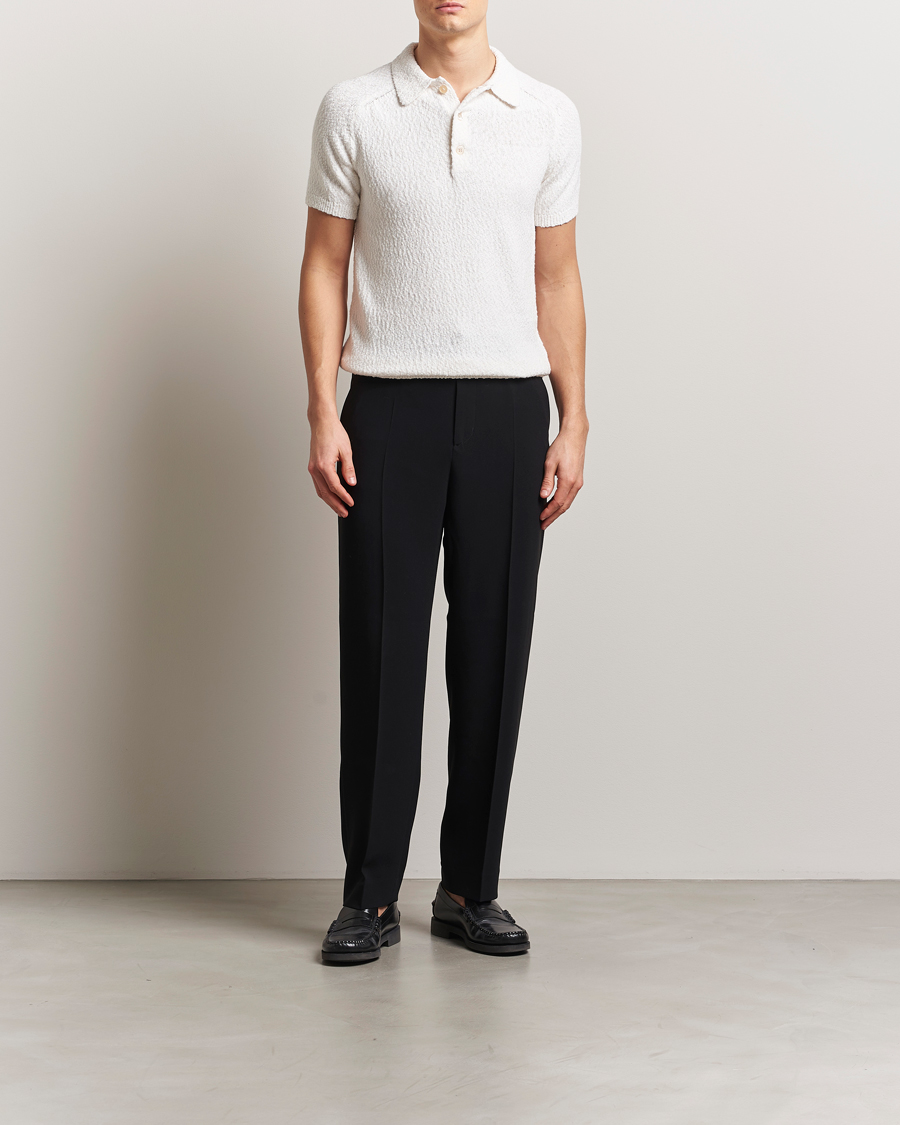 Stenströms Knitted Boucle Cotton Polo White