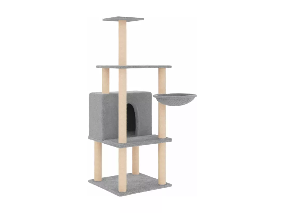 Arbre à chat avec griffoirs en sisal gris clair 132 cm