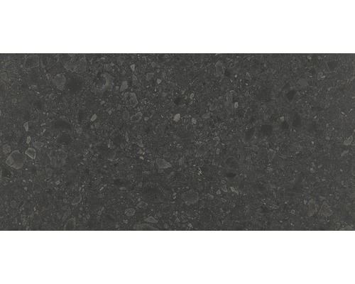 Porseleinen steengoed wand- en vloertegel Terrazzo Donau grafiet 60 x 120 cm gerectificeerd