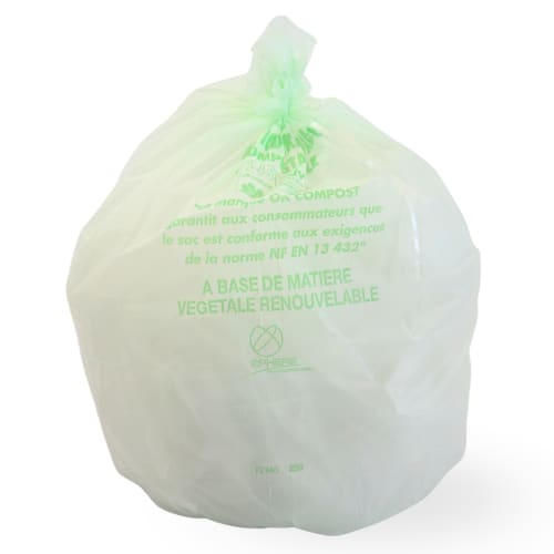 Sac plastique biodégradable 40L vert 20µm NF Jet'Sac
