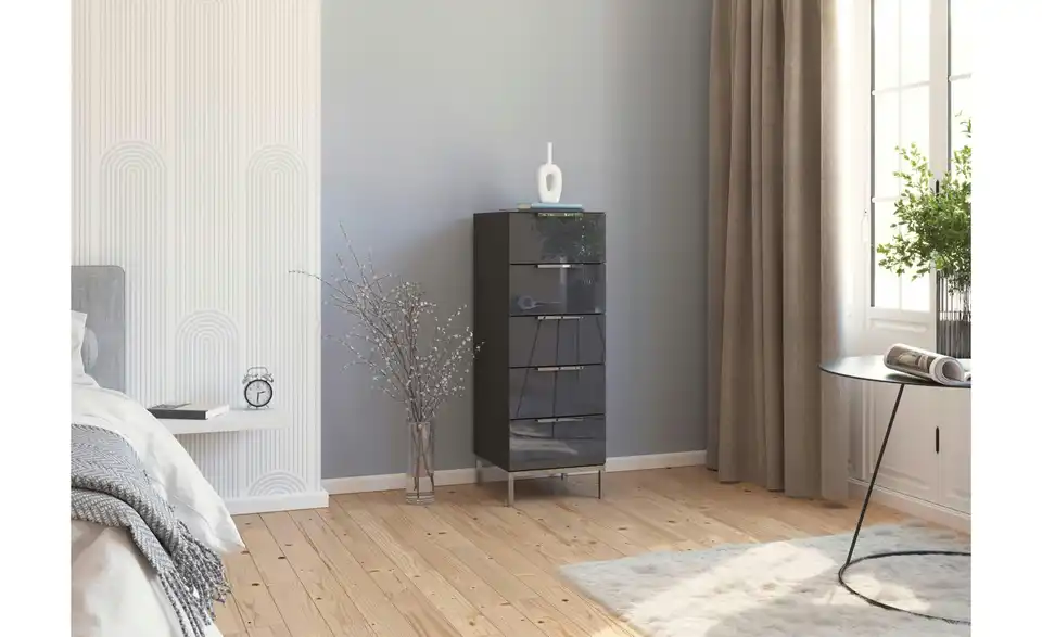 Kommode 40 cm verchromt Basaltgrau