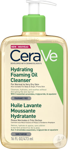 CeraVe Huile Lavante Moussante Hydratante Peaux Normales À Très Sèches Flacon Pompe 473ml