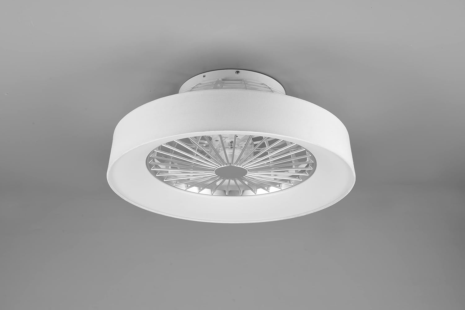 Reality Leuchten LED Deckenleuchten-Ventilator Farsund R62662101, Stoffschirm Weiß, inkl. 26 Watt LED, Ventilator 40 Watt