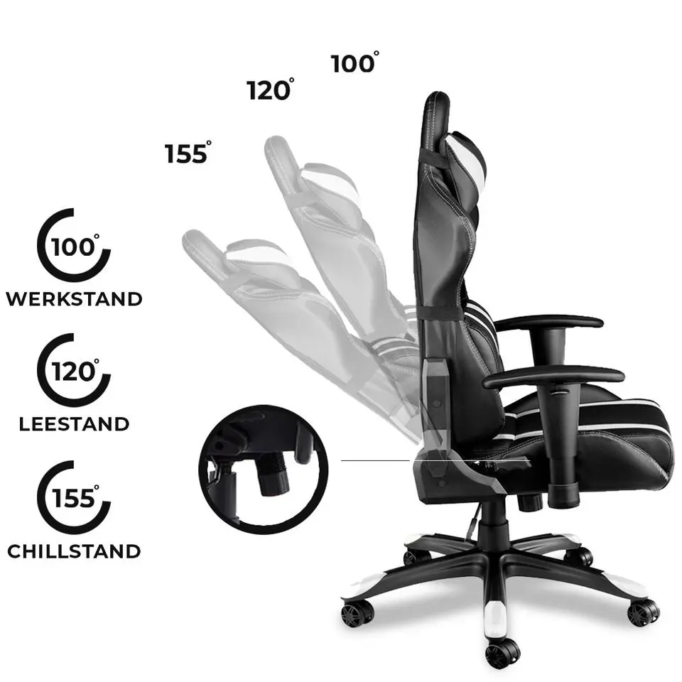 Ocazi Chicago Gaming stoel - Bureaustoel - Zwart/Wit