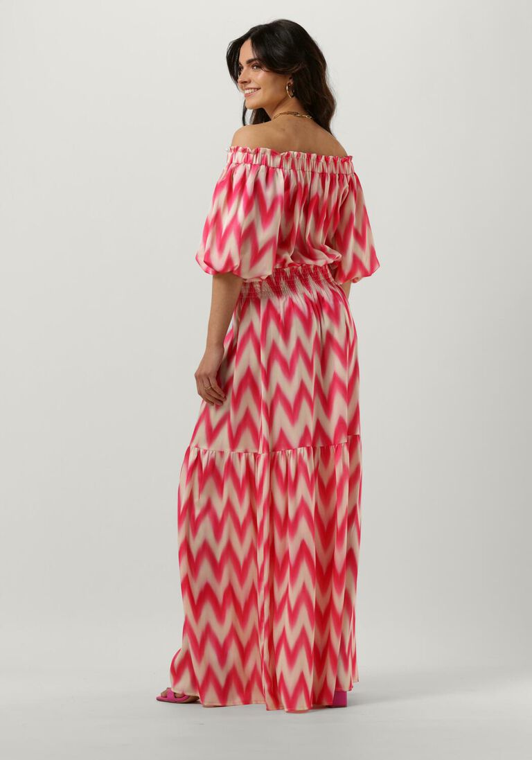 ACCESS fuchsia access maxi jurk off-the-shoulders geometrically printed dress