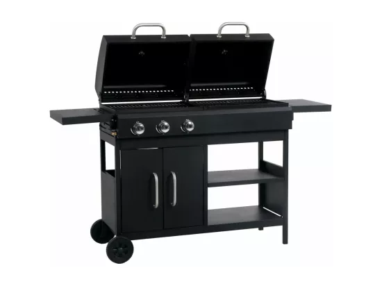 Barbecue gril combo à gaz et au charbon avec 3 brûleurs