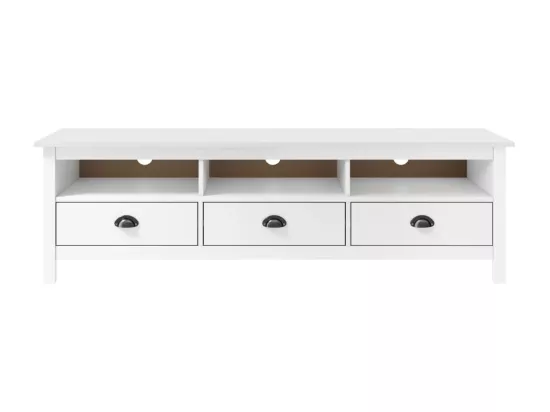 Meuble TV Hill Range Blanc 158x40x47 cm Bois de pin solide