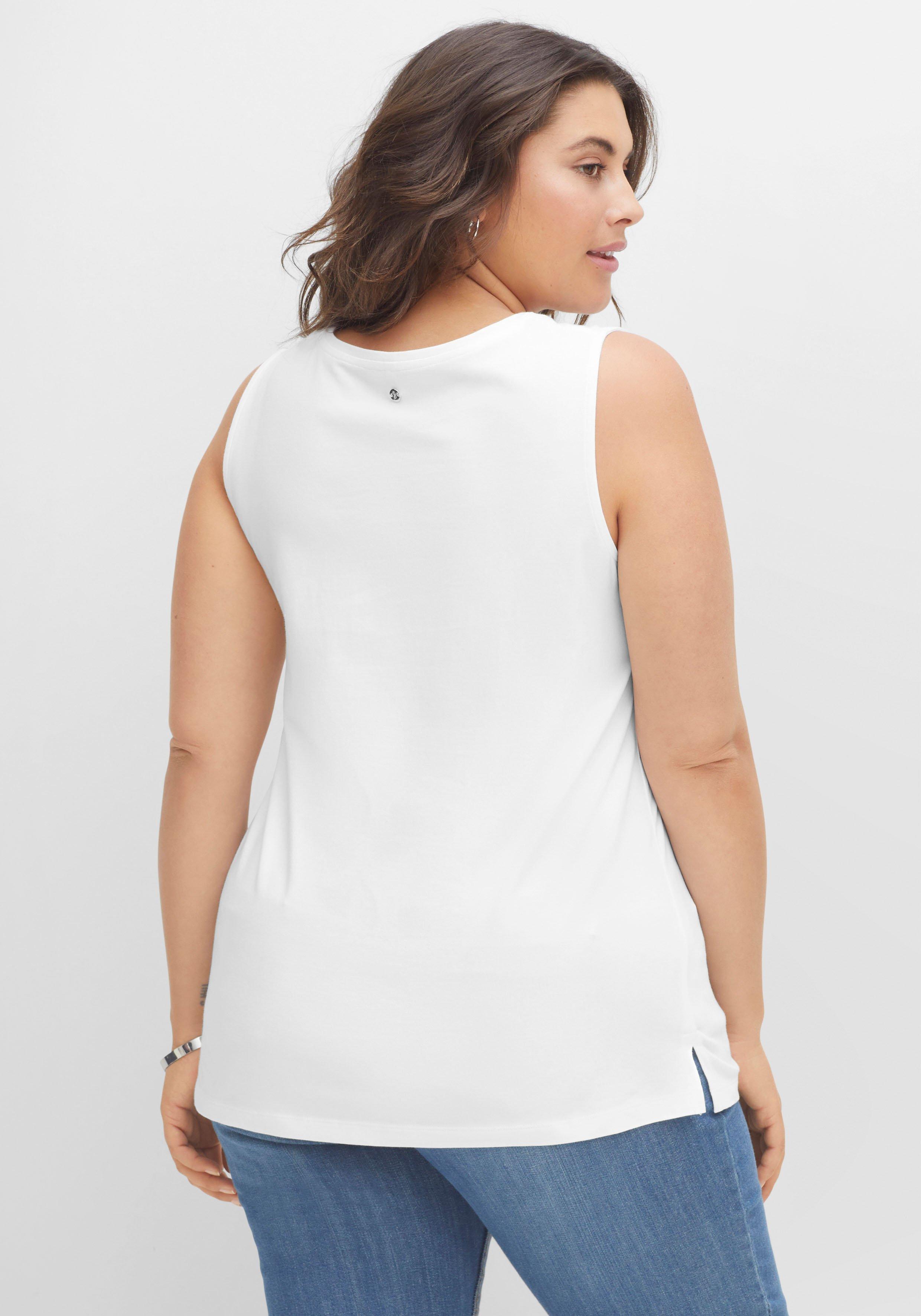 Tanktop mit Kräuselung am V-Ausschnitt