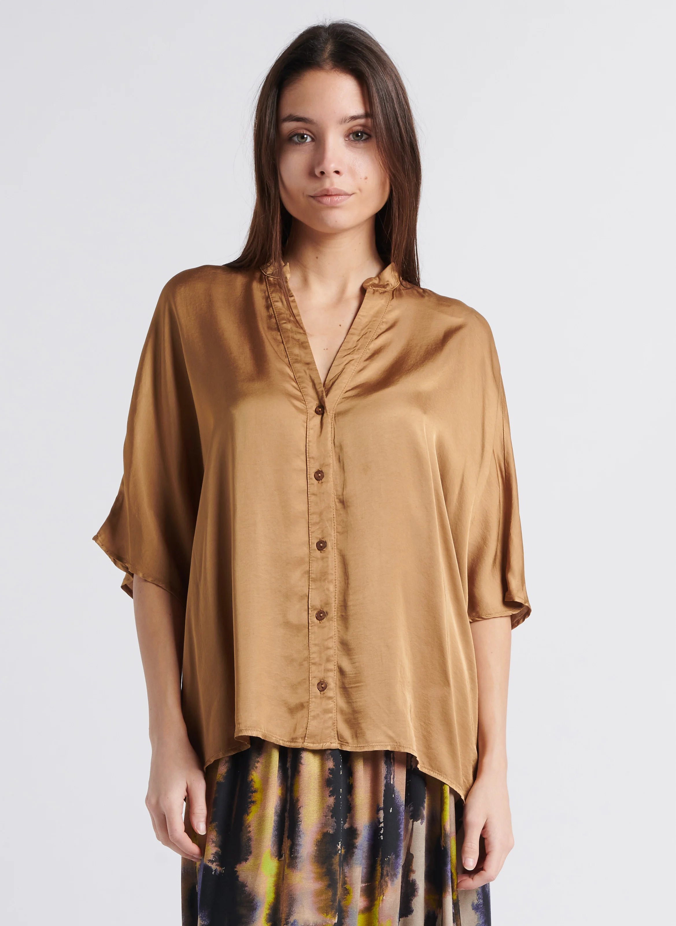 Top ample col V | Marron