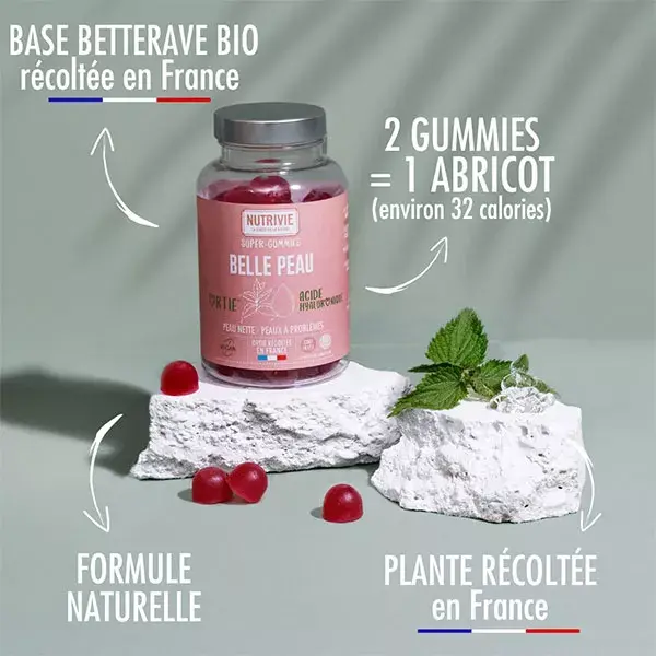 Nutrivie Super-Gummies Pele Bonita Sabor Morango 60 gomas