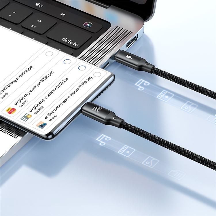 (1.2m) 100W 3in1 USB C auf USB C / Lightning / Apple Watch Magnetisches Ladekabel Nylon Datenkabel - Schwarz