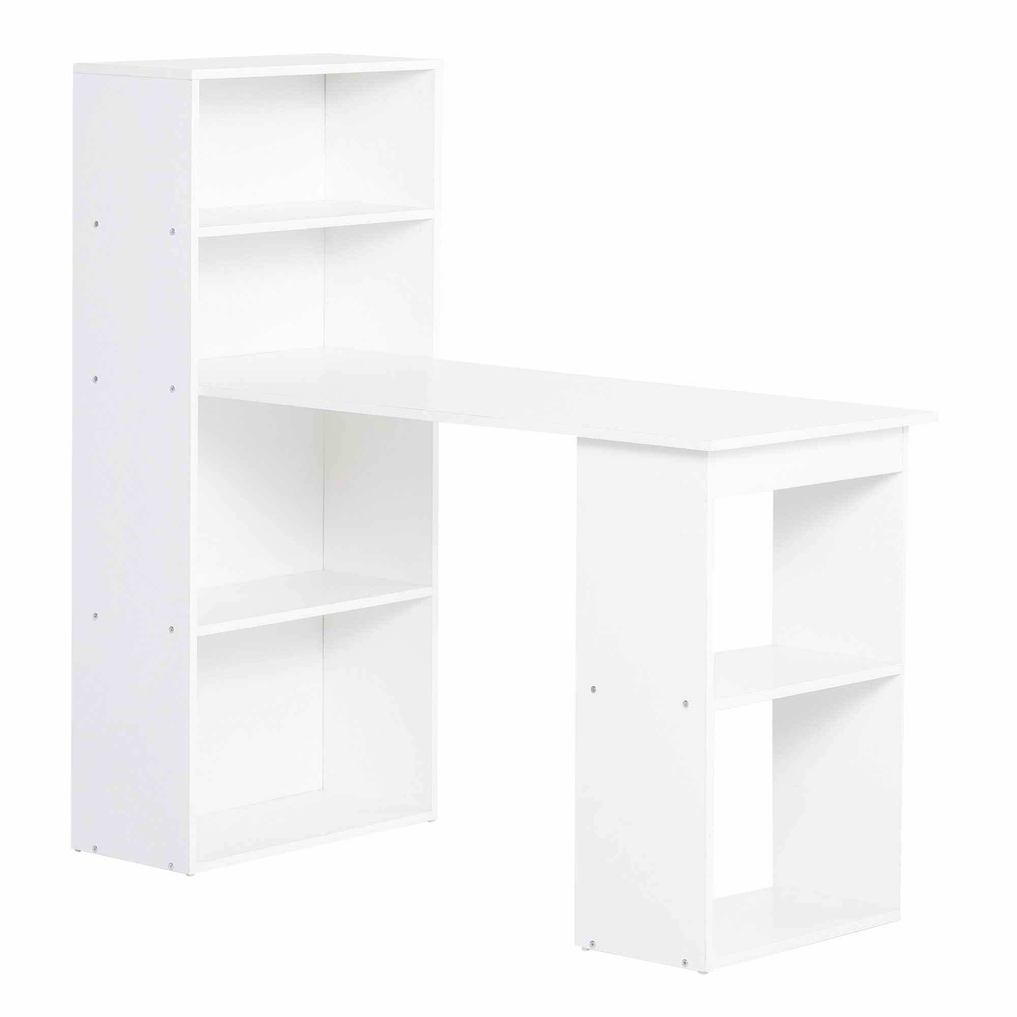 HOMCOM Schreibtisch mit 6 Ablagefächer weiß 120L x 55B x 120H cm