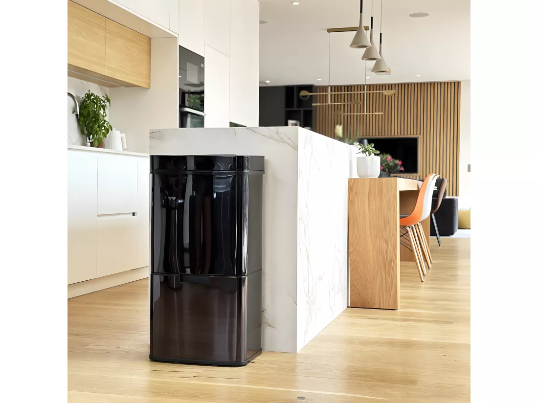 Poubelle De Cuisine Automatique NARVIK Noir Acier inoxydable 75 L