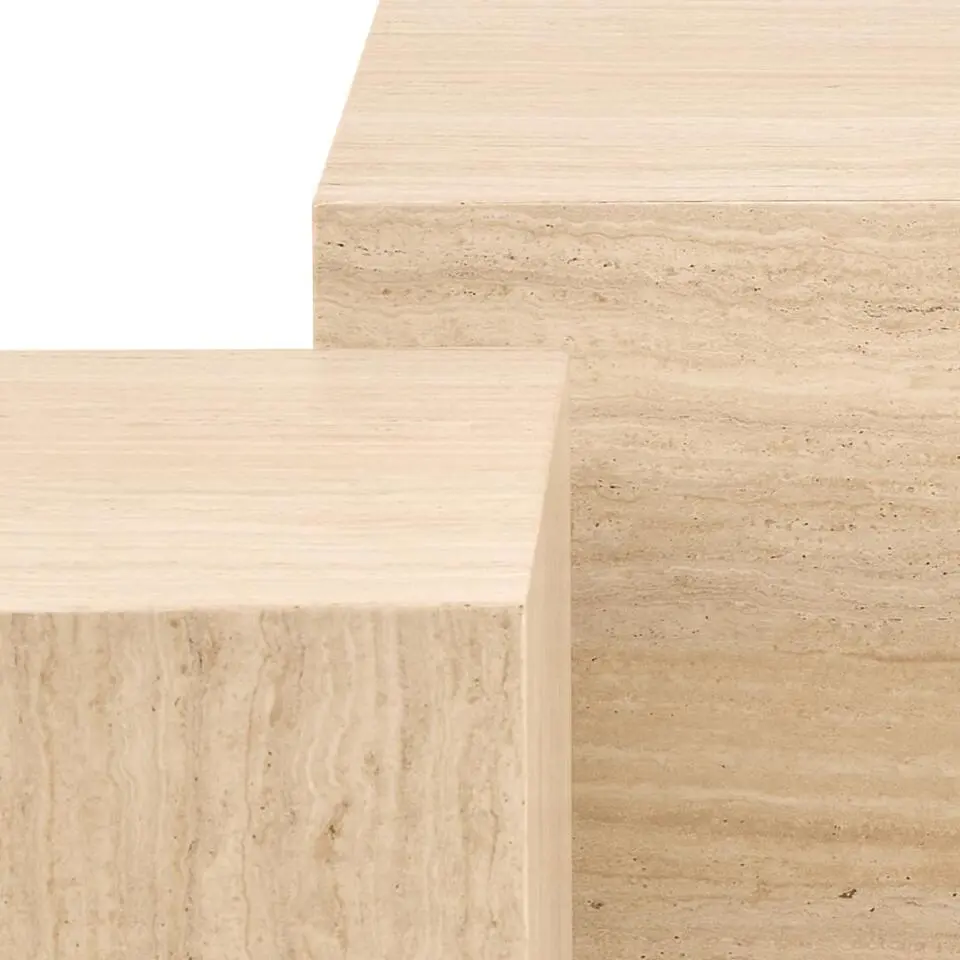 Salontafel Travertinlook - Set van 2 - 100x60x42cm - Lima