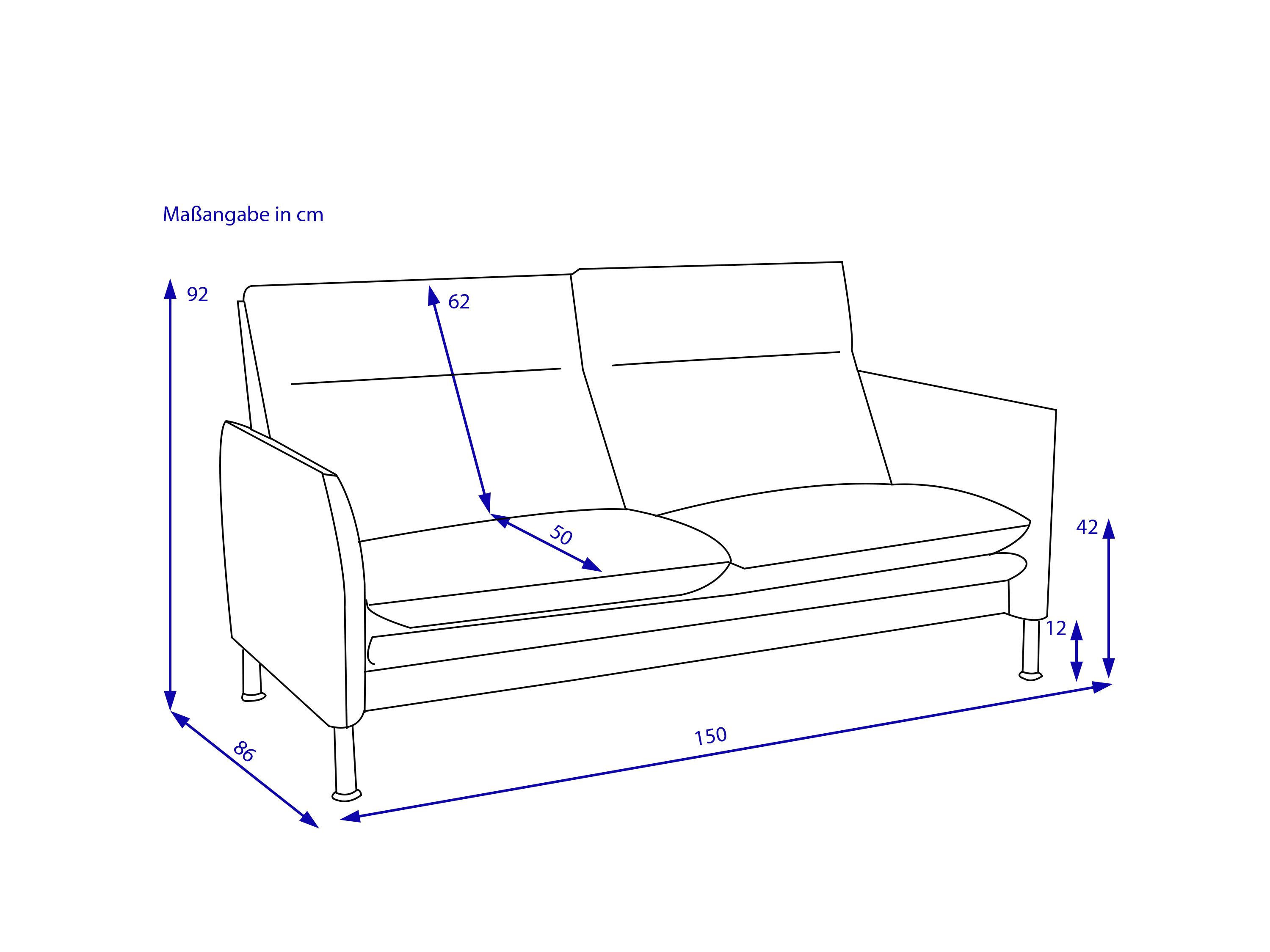 Sofa 2 Sitzer PORTO hoch
