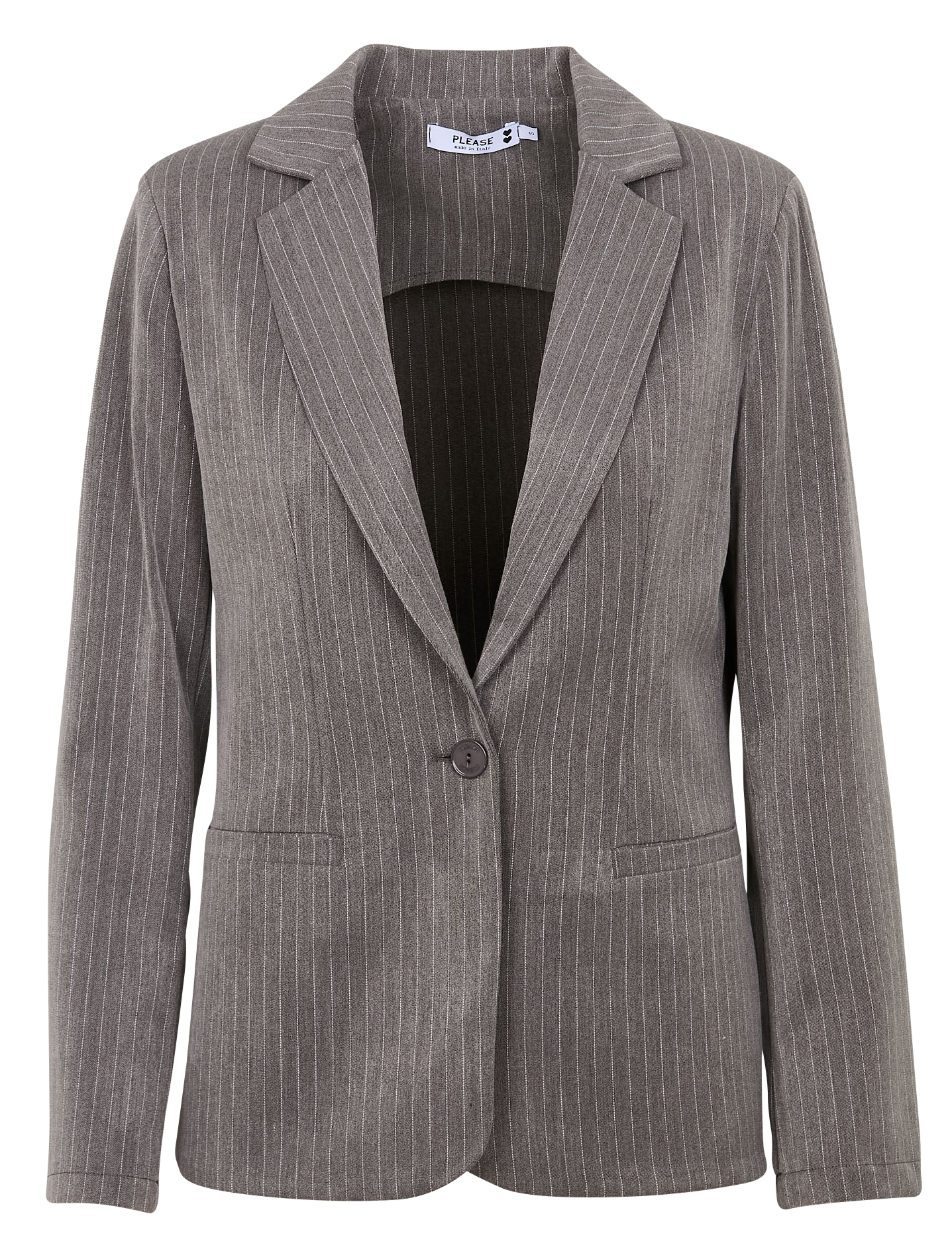 Blazer col tailleur droit à rayures | Gris
