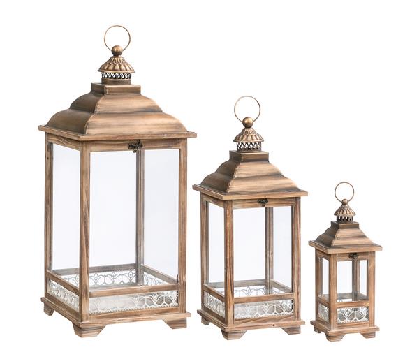 Dehner Holz-Laternen-Set Marlene, 3-teilig