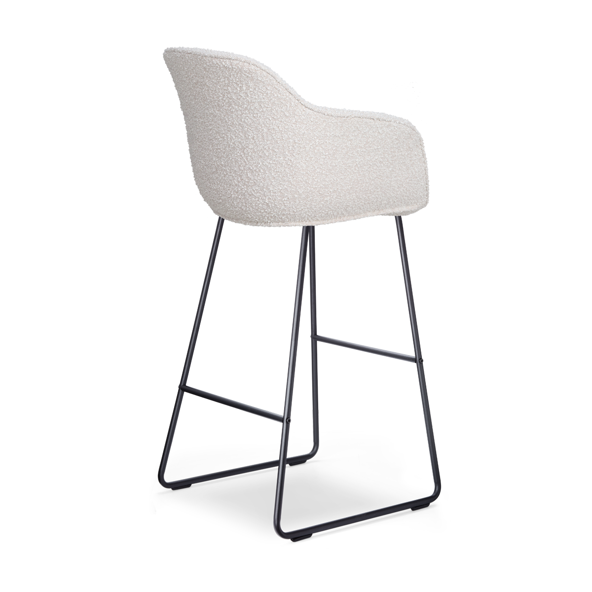 Barkruk Nino-Mare bouclé beige - zwart onderstel - 75 cm