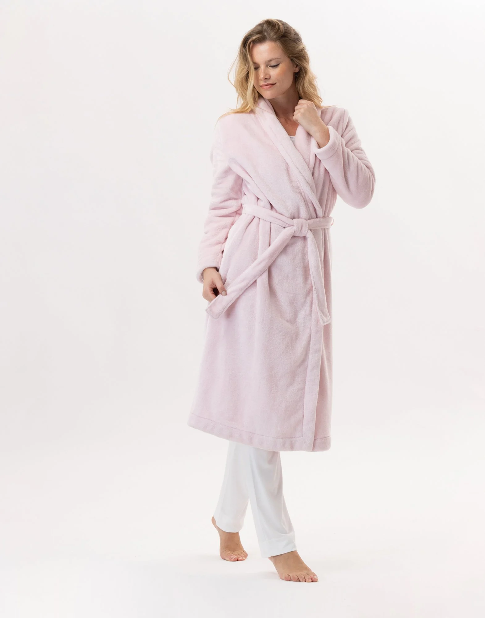 ESSENTIEL H61B - Peignoir en peluche flanelle | Rose
